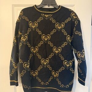 Monki Black and Gold Heart Pattern Sweater